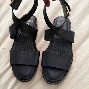 SARTO By Franco Sarto Black Crisscross Ankle Strap Sandals